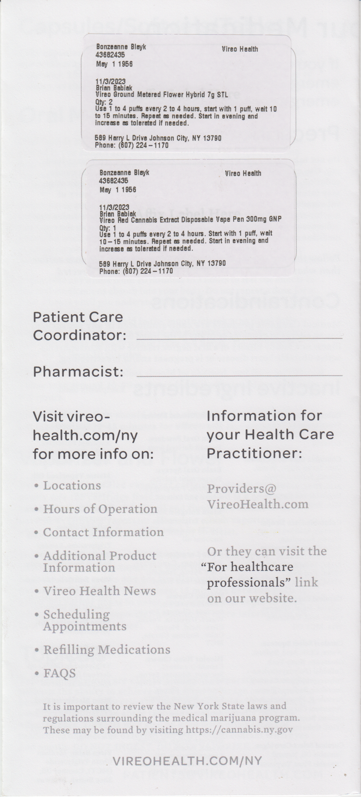 ./2023-11-03 - Vireo Health MMJ Purchase 25 - STL Strawberry Lemon 2 x 7 g and 1 Vireo Red GNP Golden Panama Vape - $112.00 - Prescription.png
